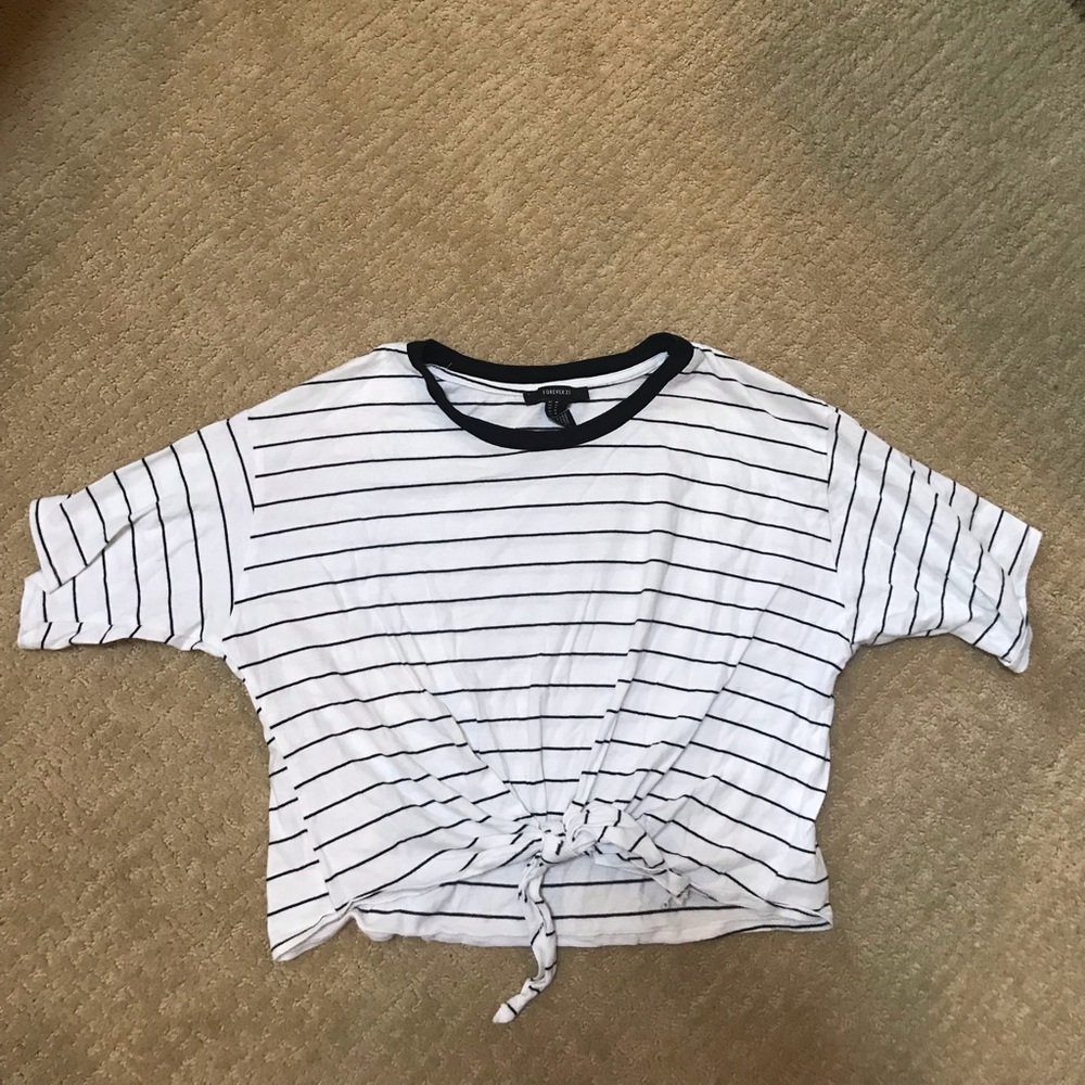 Striped Tie Crop Top